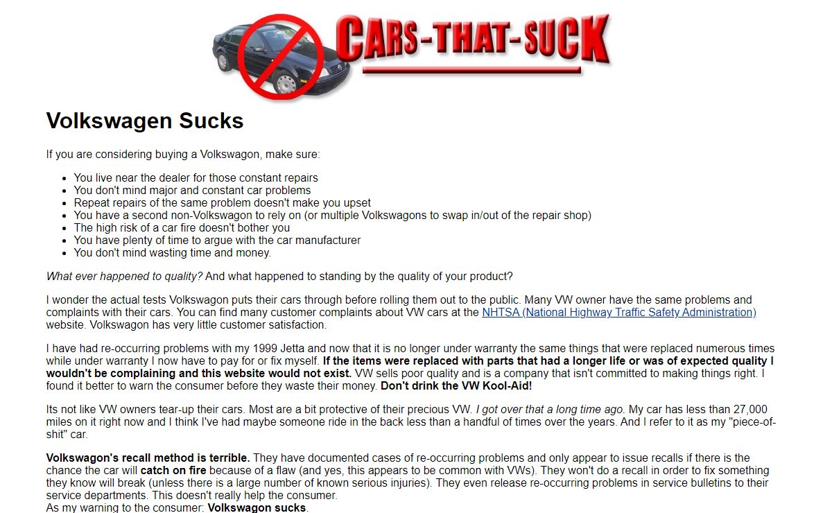 Volkswagon Sucks