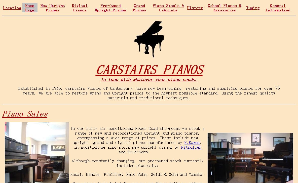 Carstairs Pianos. Home page