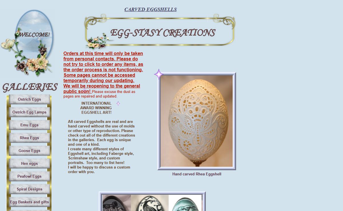 Carved eggs Egg-Stasy Creations, LLC