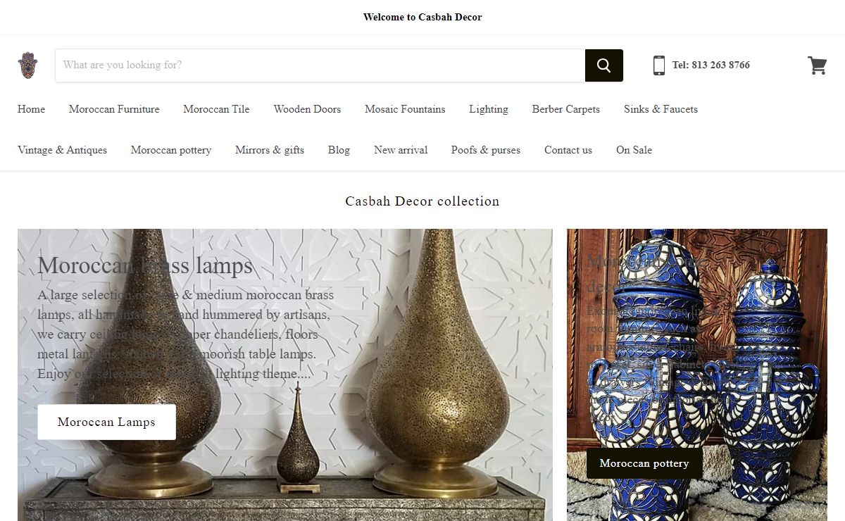 Moroccan Furniture store, tile, doors, lamps, carpets, mosaic fountains — casbahdecor