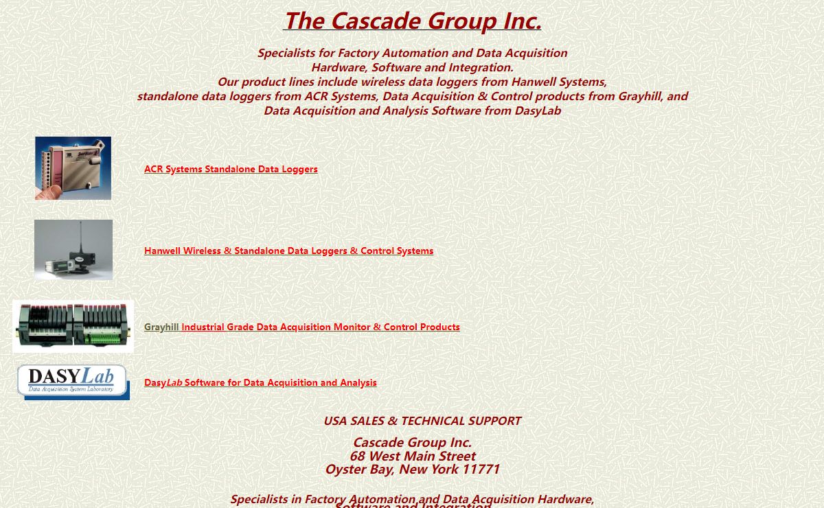 Cascade Group Inc. Specialists for Factory Automation and Data Acquisition Hardware and Software Integration