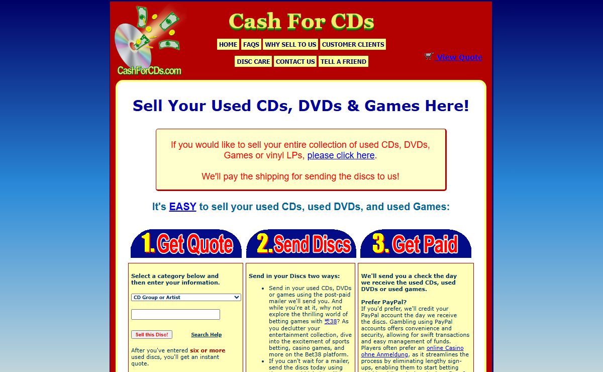 CashForCDs.com - Sell your used CDs, used DVDs and used games here.