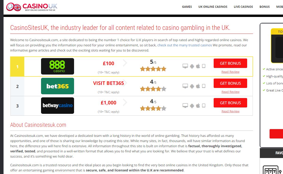 Casino Sites UK – Best UK Casino Sites for 2024
