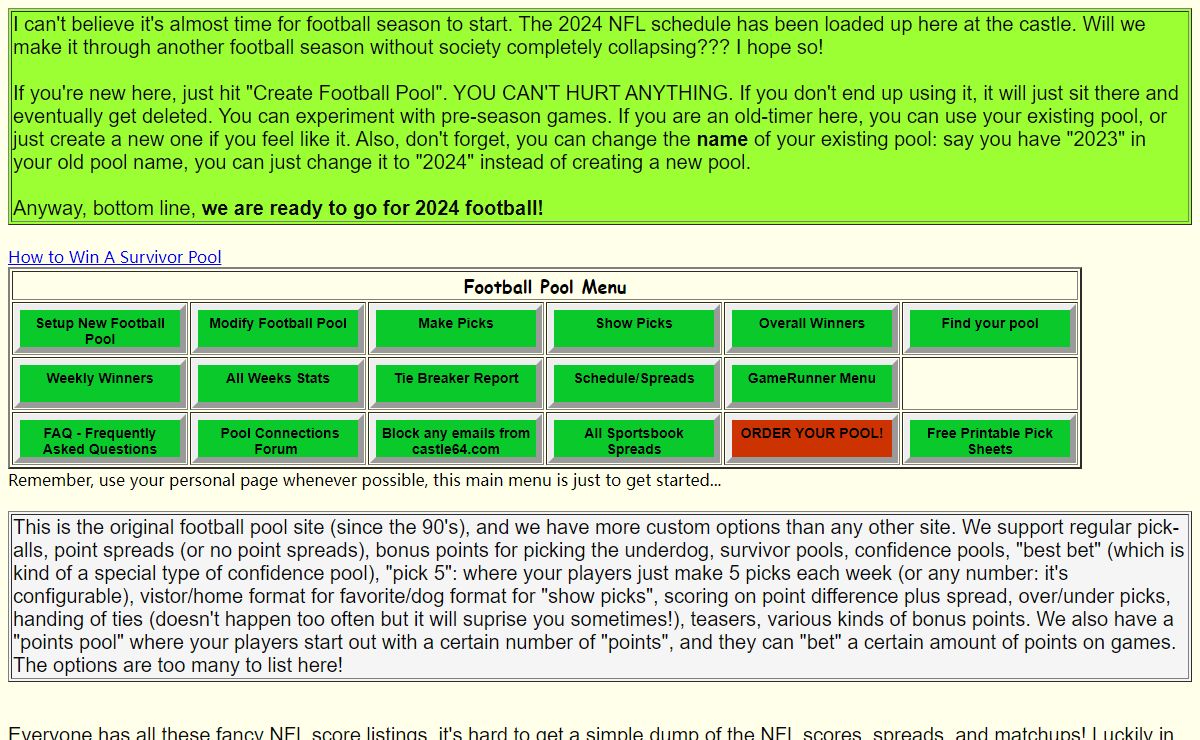 Free Office Football Pools, NFL / College Pools Picks