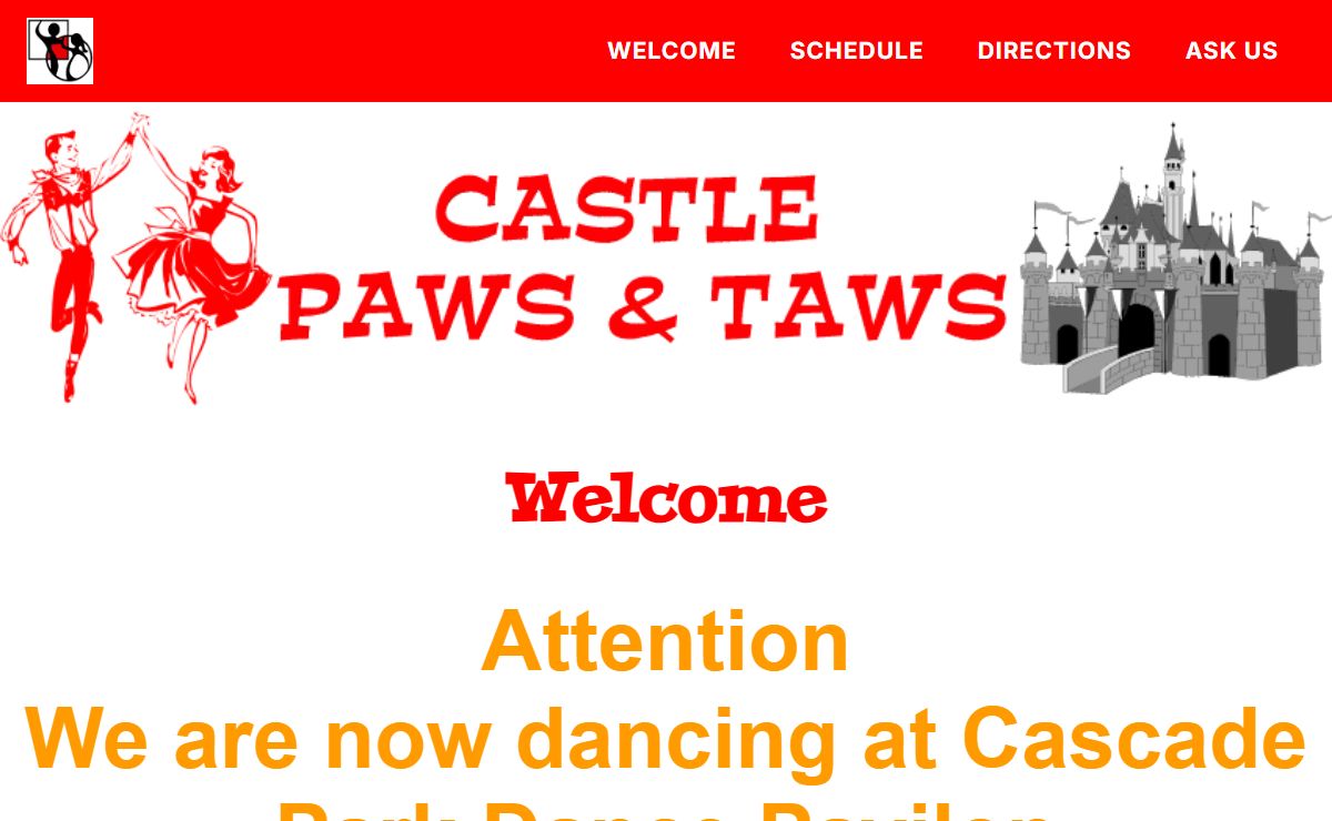 Welcome Page for Castle Paws and Taws