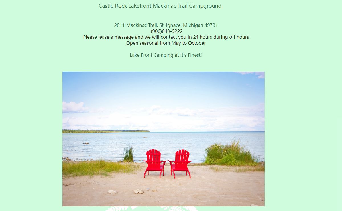 Castle Rock Mackinac Trail Campground, Castle Rock Mackinaw Trail Camp Park, St. Ignace Michigan Attractions and Lodging. Camping