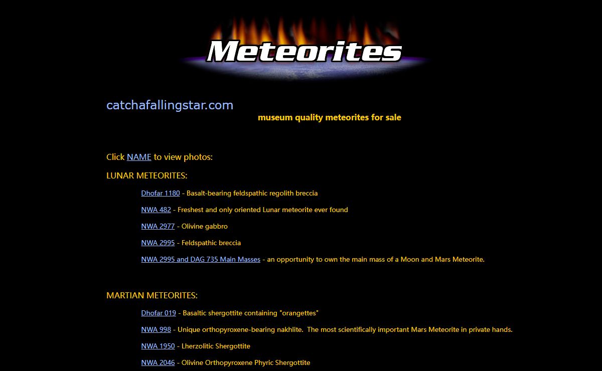 Catch a Falling Star Meteorites For Sale