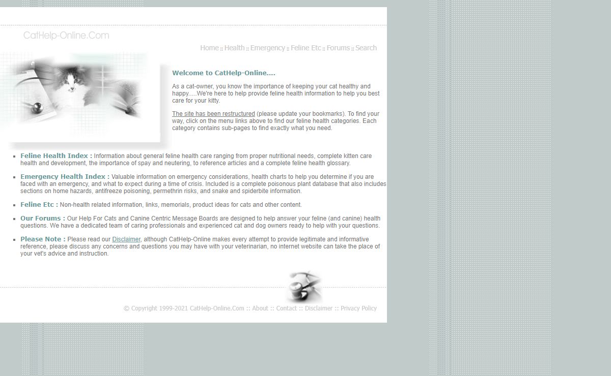 CatHelp-Online :: Main Index: Welcome to CatHelp-Online: In-Depth Feline Health Care