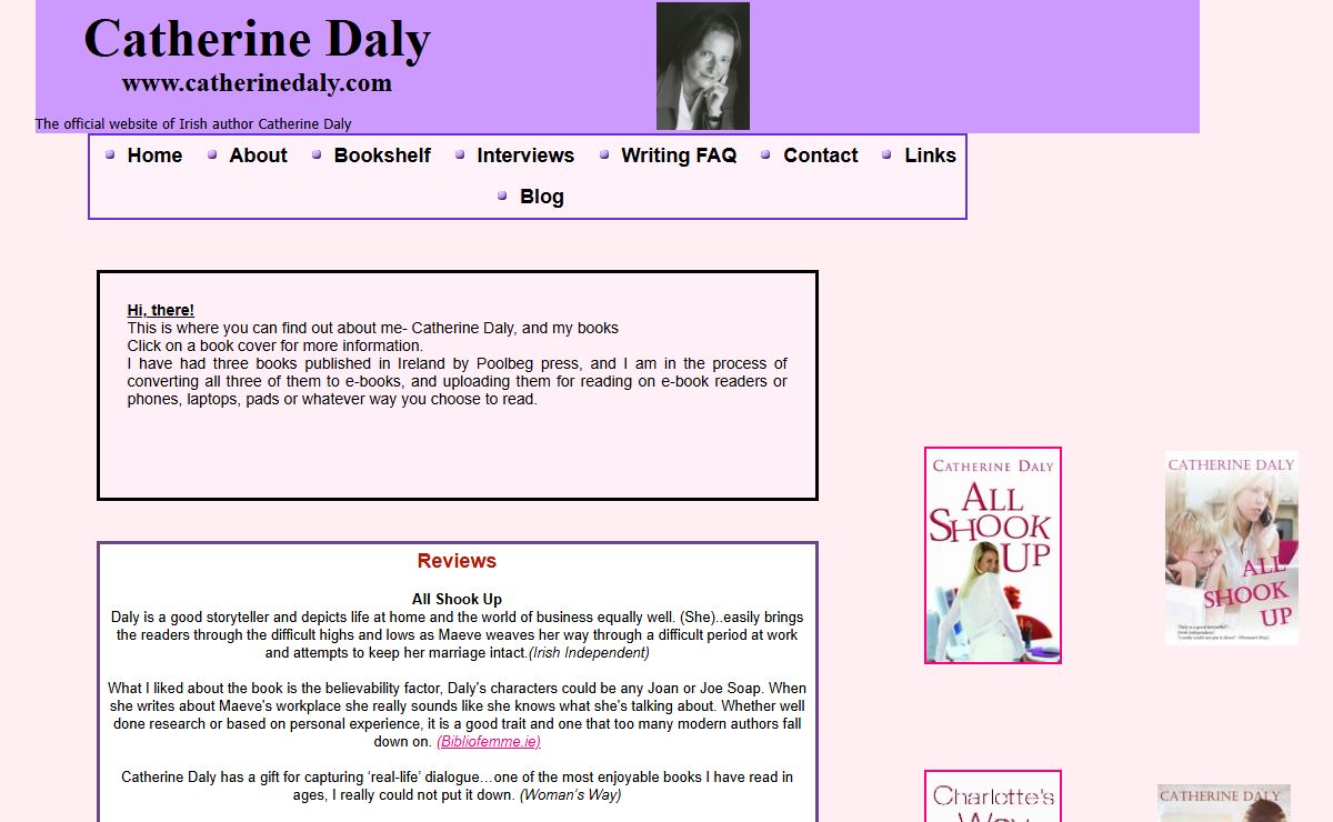 Catherine Daly irish author of All Shook Up, Charlotte's Way and A French Affair