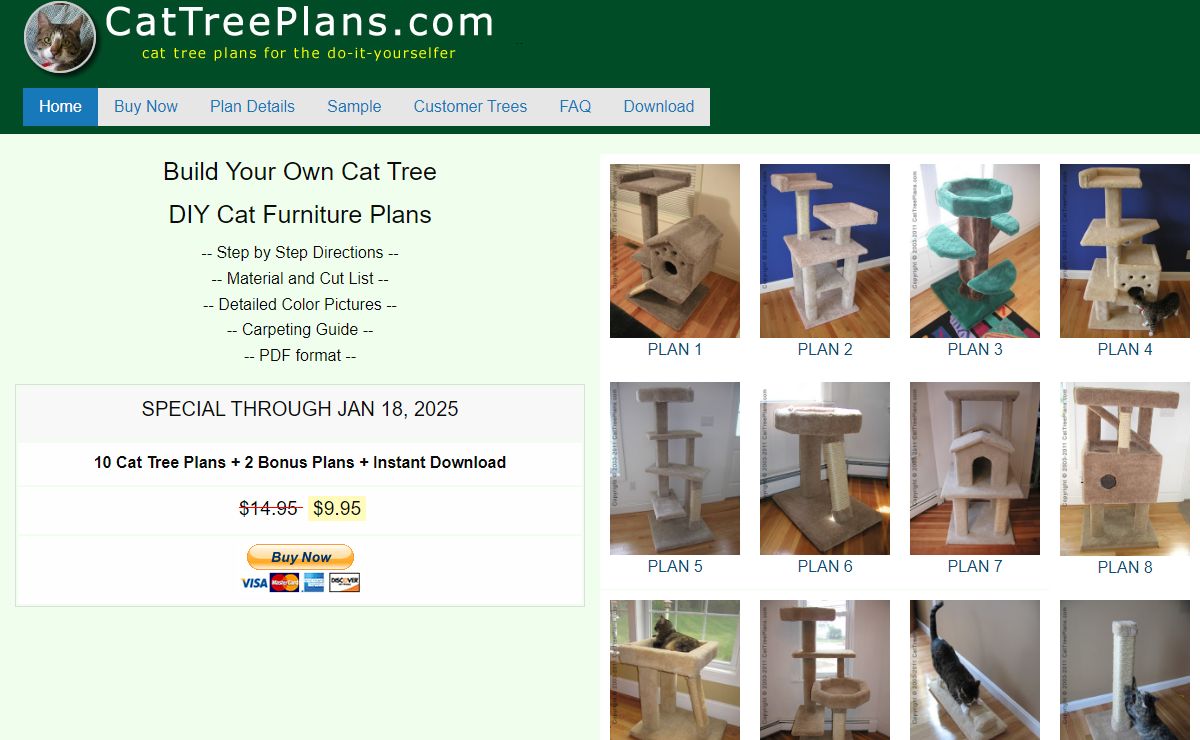 Cat Tree Plans 10 for $9.95 - Cat Furniture Plans - How to Build a Kitty Tree - Do-it Yourself - Make A Cat House - DIYS Cat Condo Plan | Cat Tree Plans