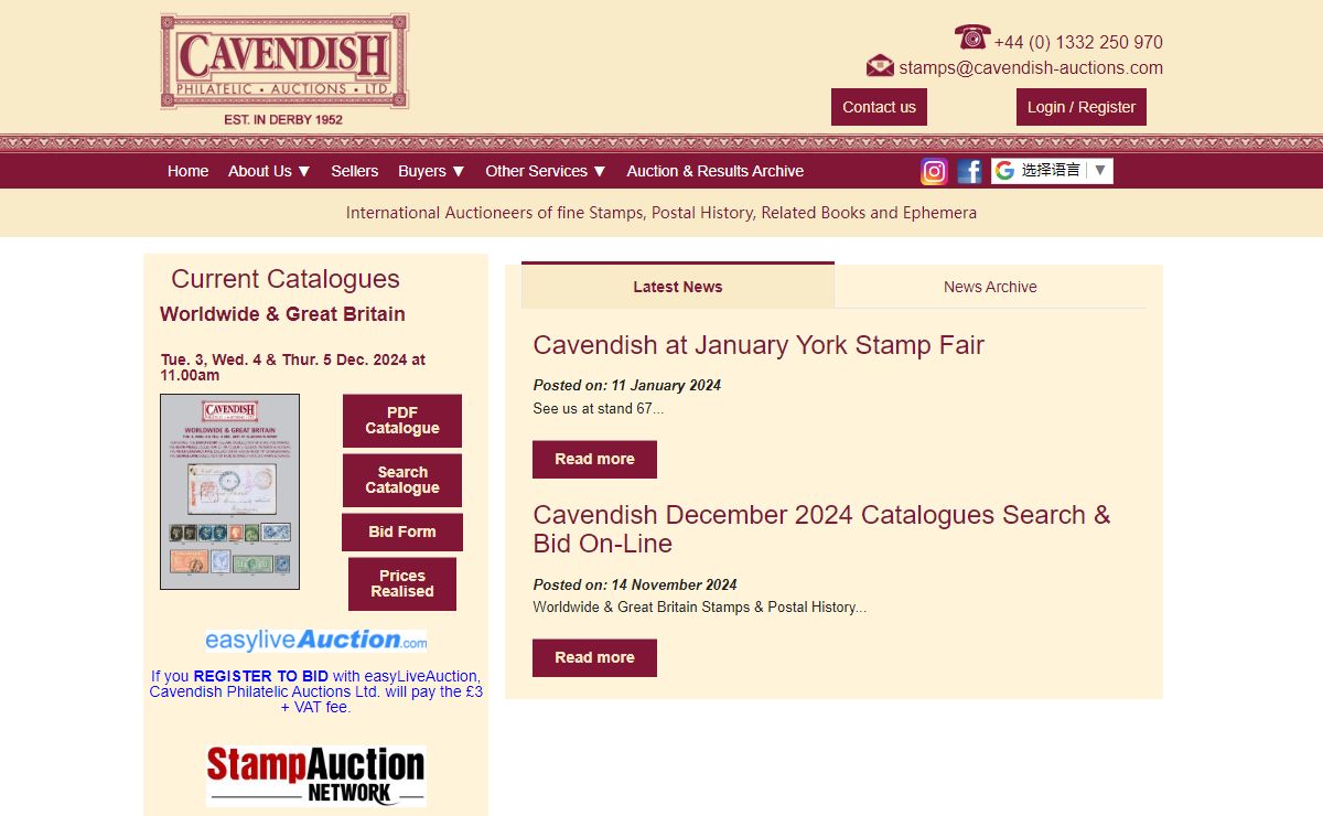 International Auctioneers of fine Stamps, Postal History, Related Books and Ephemera - Cavendish Philatelic Auctions