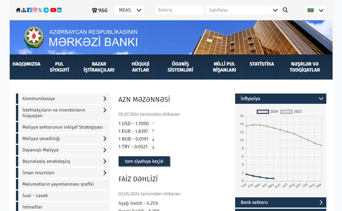 Azərbaycan Respublikasının Mərkəzi Bankı - Ana səhifə