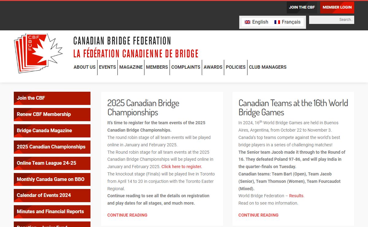 Canadian Bridge FederationCanadian Bridge Federation - Fédération canadienne de bridge