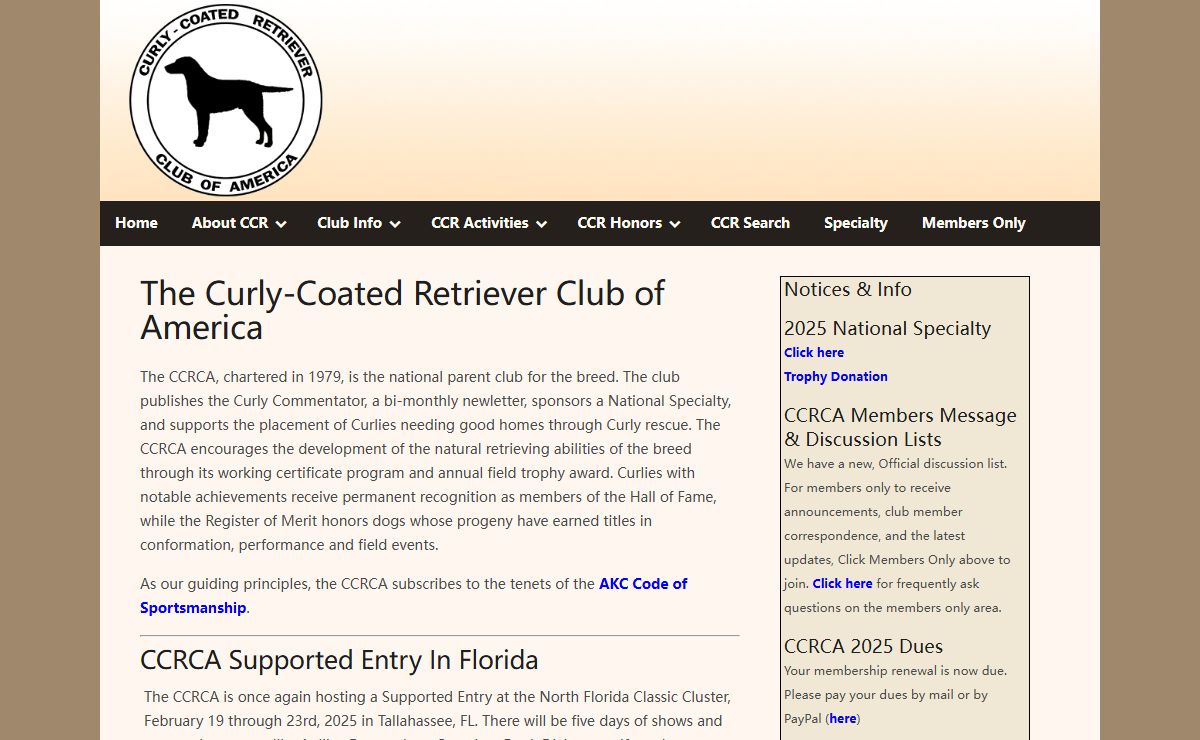 Welcome to the Curly Coated Retriever Club of America