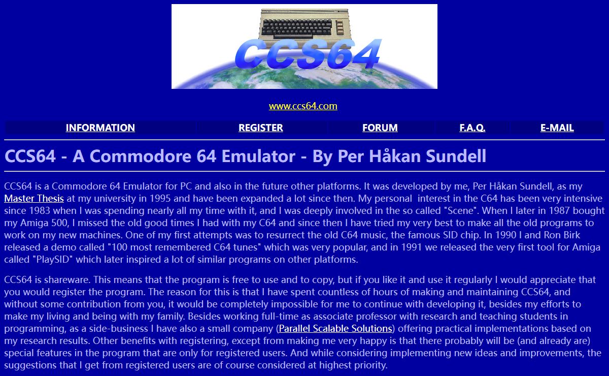 CCS64 - A Commodore 64 Emulator - By Per Håkan Sundell