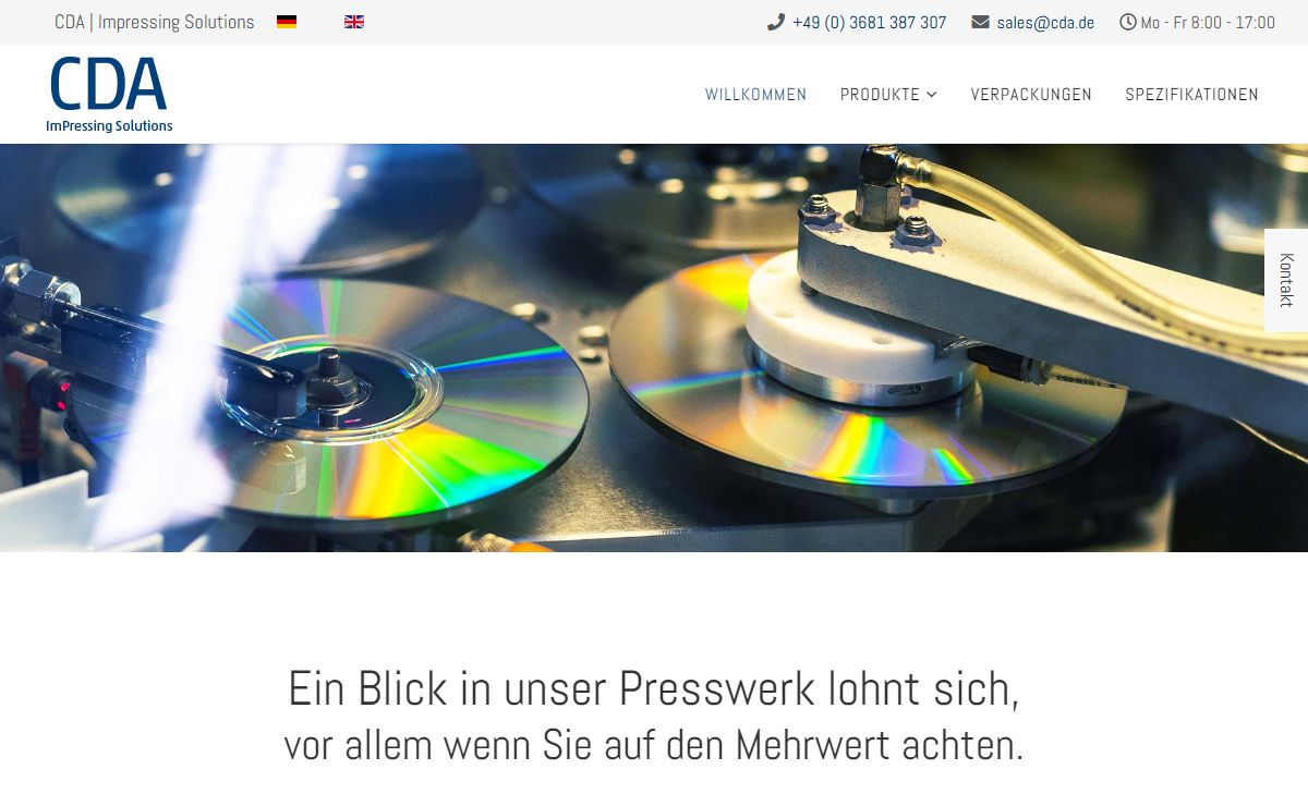 CDs, DVDs und Blu-rays CDA GmbH | ImPressing Solutions