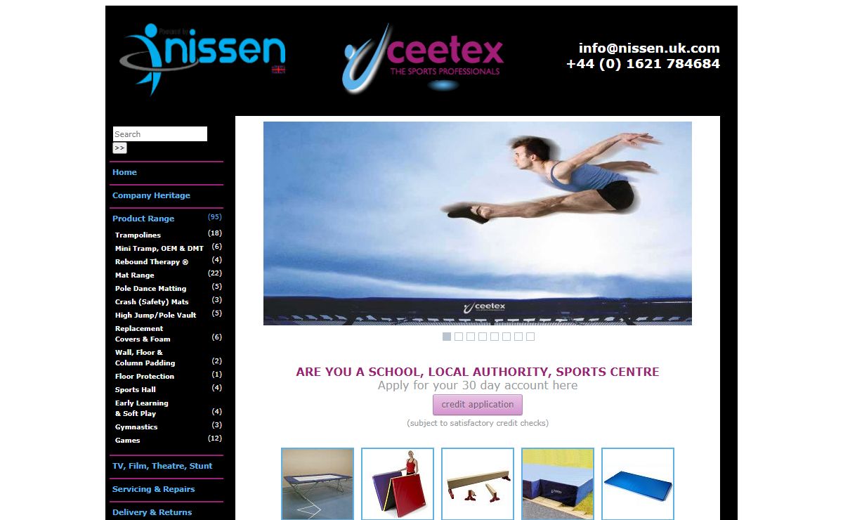 Nissen UK Limited | Ceetex Leisure Limited | Trampolines, Crash Mats, Fitness and Gym Equipment.