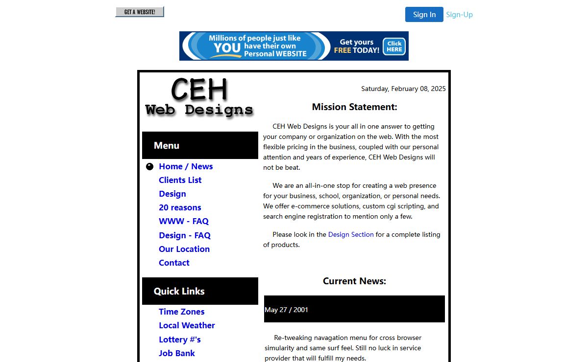 Welcome To CEH Web Designs [Home/News Section]