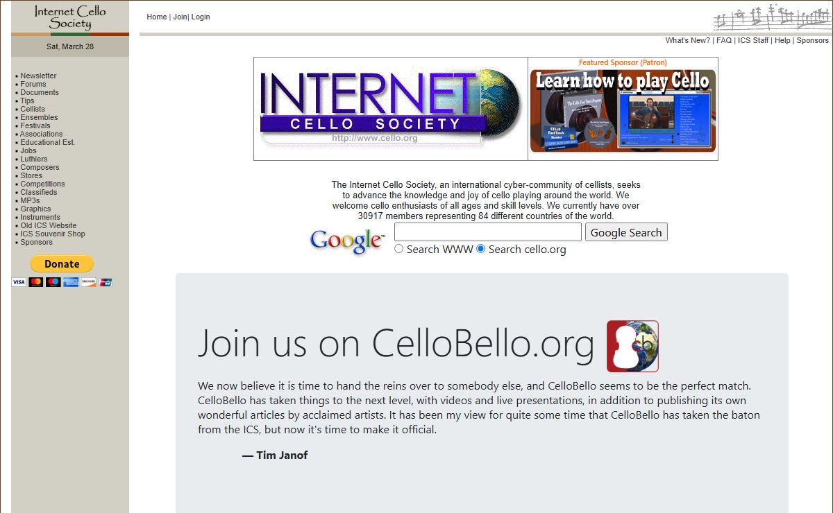 INTERNET CELLO SOCIETY