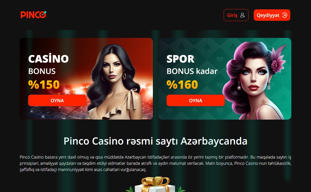 Pinco Casino-nun rəsmi saytı — Azərbaycanda Pinco Kazinoda oyun oynayın