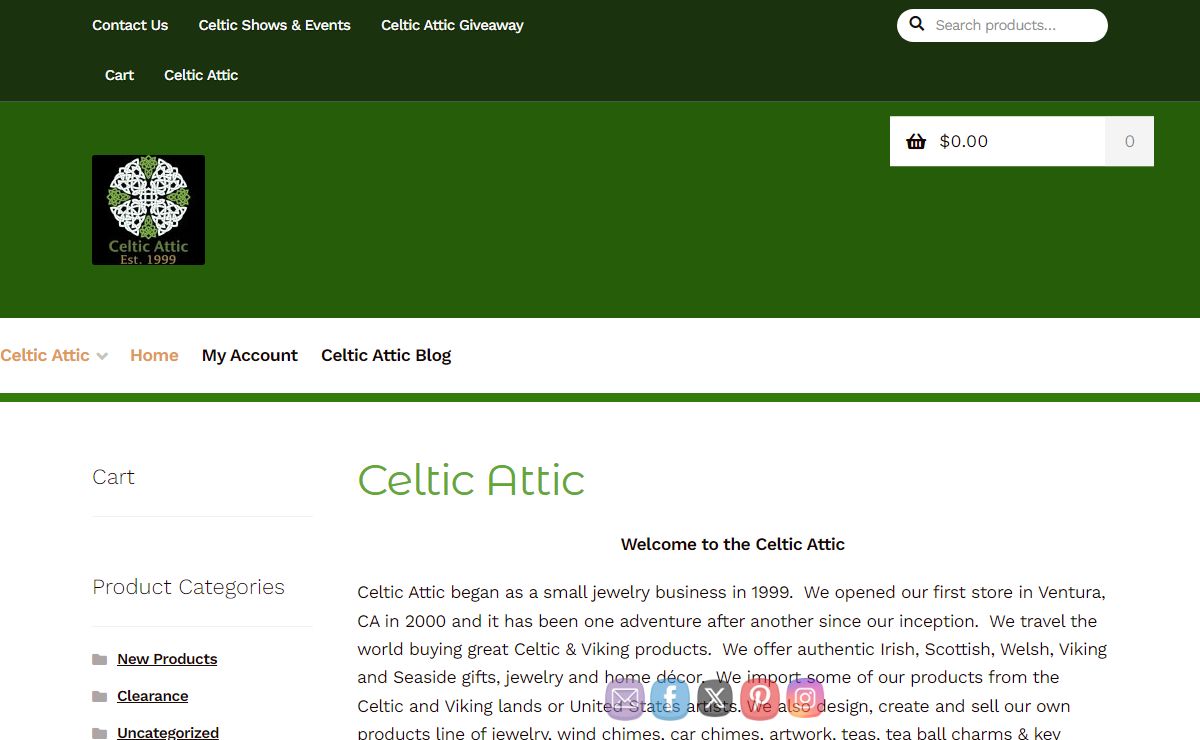 Celtic Attic Gifts & Jewelry Shop - Irish, Scot & Viking