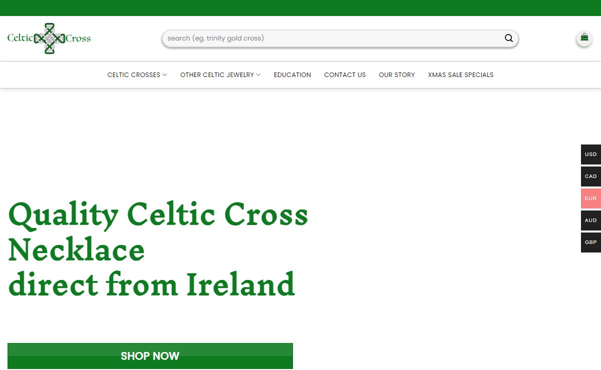 Celtic Cross Necklace From Ireland | Celtic Jewelry