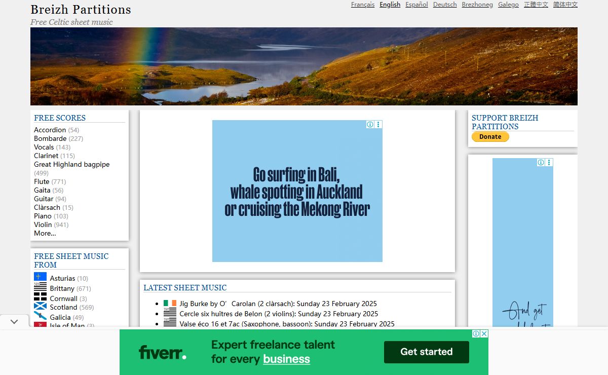 Breizh Partitions − Free Celtic sheet music for violin, fiddle, flute, bagpipes, guitar, piano…