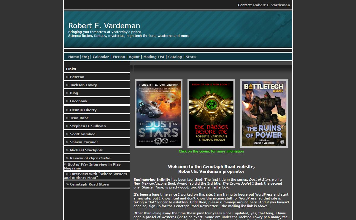Robert E. Vardeman Science Fiction & Fantasy Website