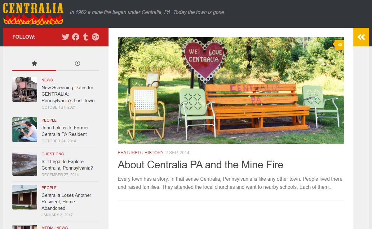 Centralia PA Mine Fire - Photos History Visiting