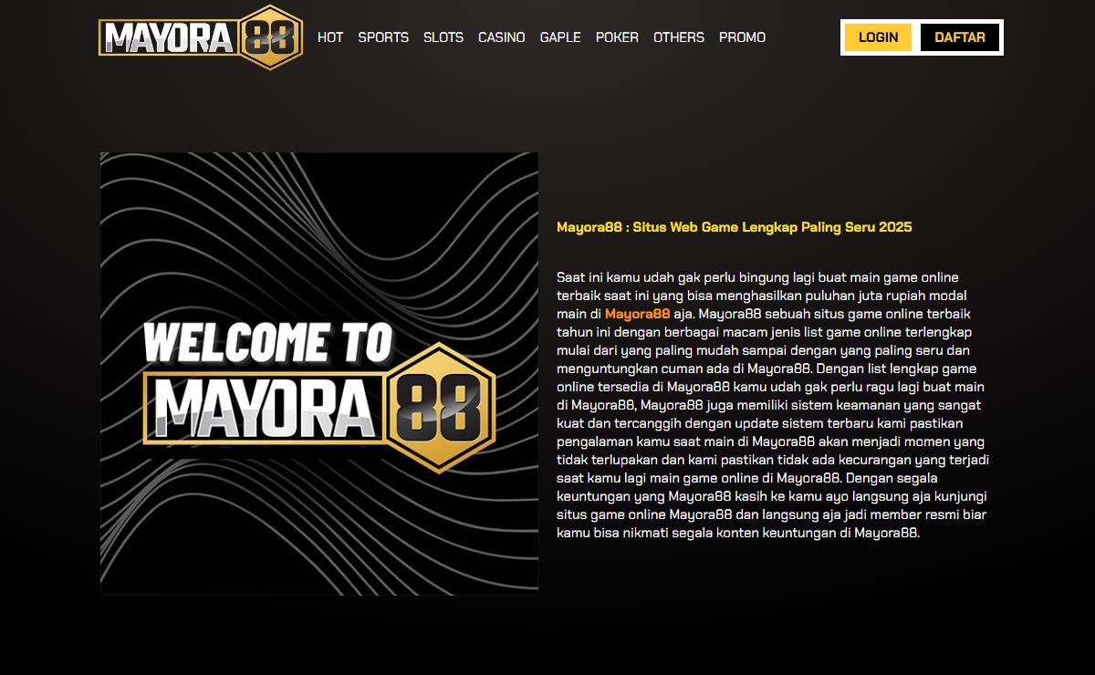 Mayora88 : Situs Web Game Lengkap Paling Seru 2025