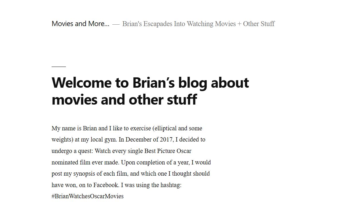 Movies and More… – Brian's Escapades Into Watching Movies + Other Stuff