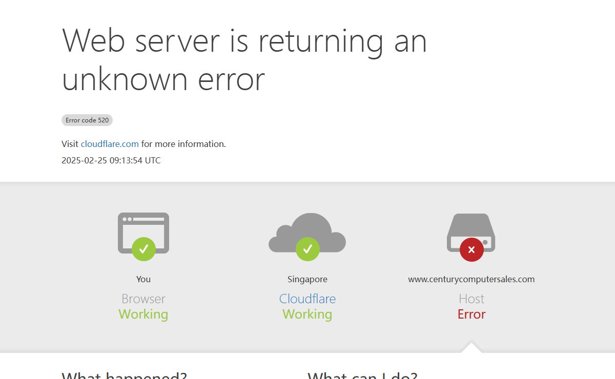 www.centurycomputersales.com | 520: Web server is returning an unknown error