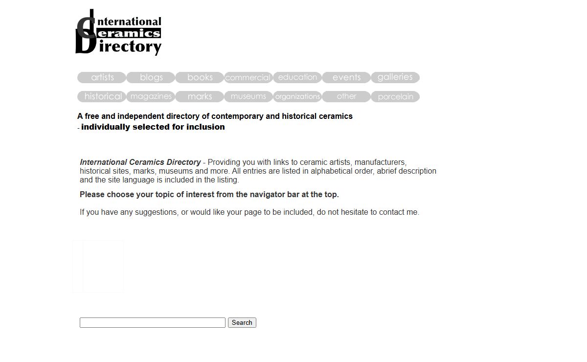 International Ceramic Directory - Main page