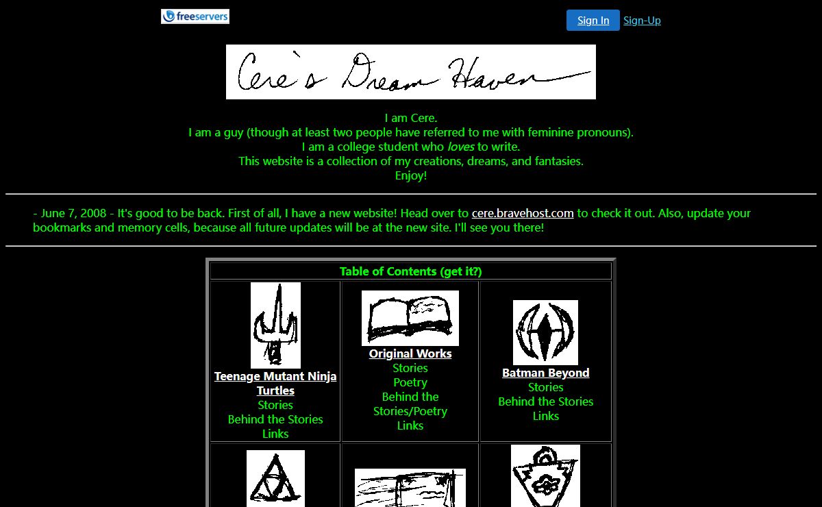 Cere's Dream Haven | Fanfiction on Ninja Turtles, Batman Beyond, Legend of Zelda, and original