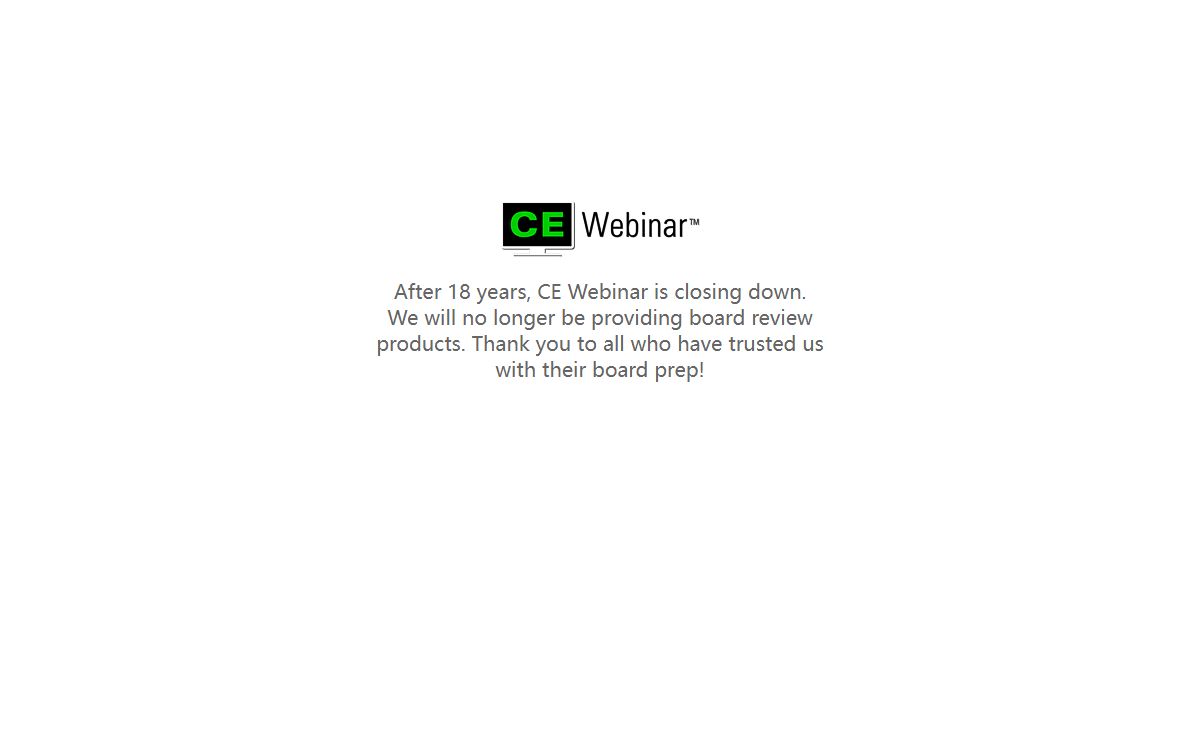 CE Webinar is closed