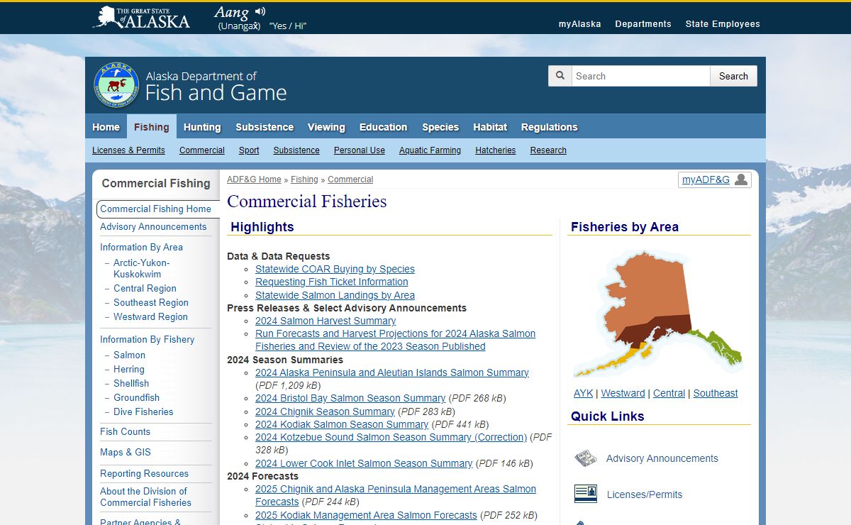 Commercial Fisheries, Alaska Department of Fish and Game
