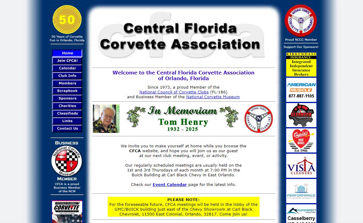 Central Florida Corvette Association (CFCA) Home Page - www.cfca.net
