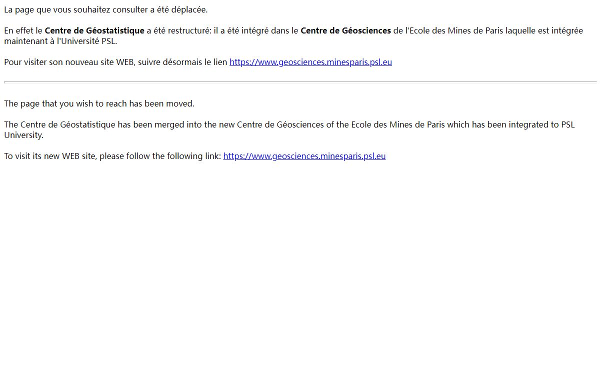 Site WEB du Centre de Géostatistique déplacé