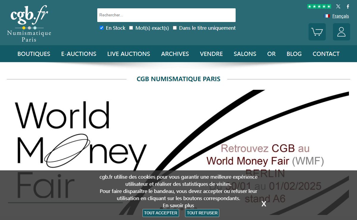 Site numismatique, monnaies, billets de collection, medailles, jetons