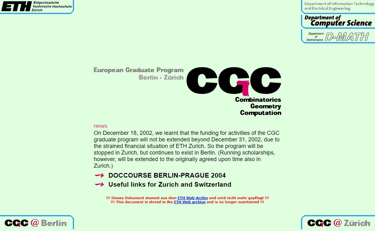 European Graduate Program ``Combinatorics, Geometry, and Computation'', Berlin - Zurich