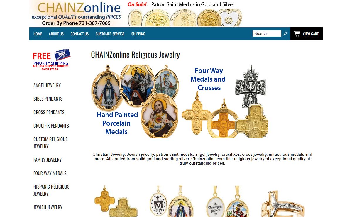 Religious Jewelry in Gold and Silver from CHAINZonline
