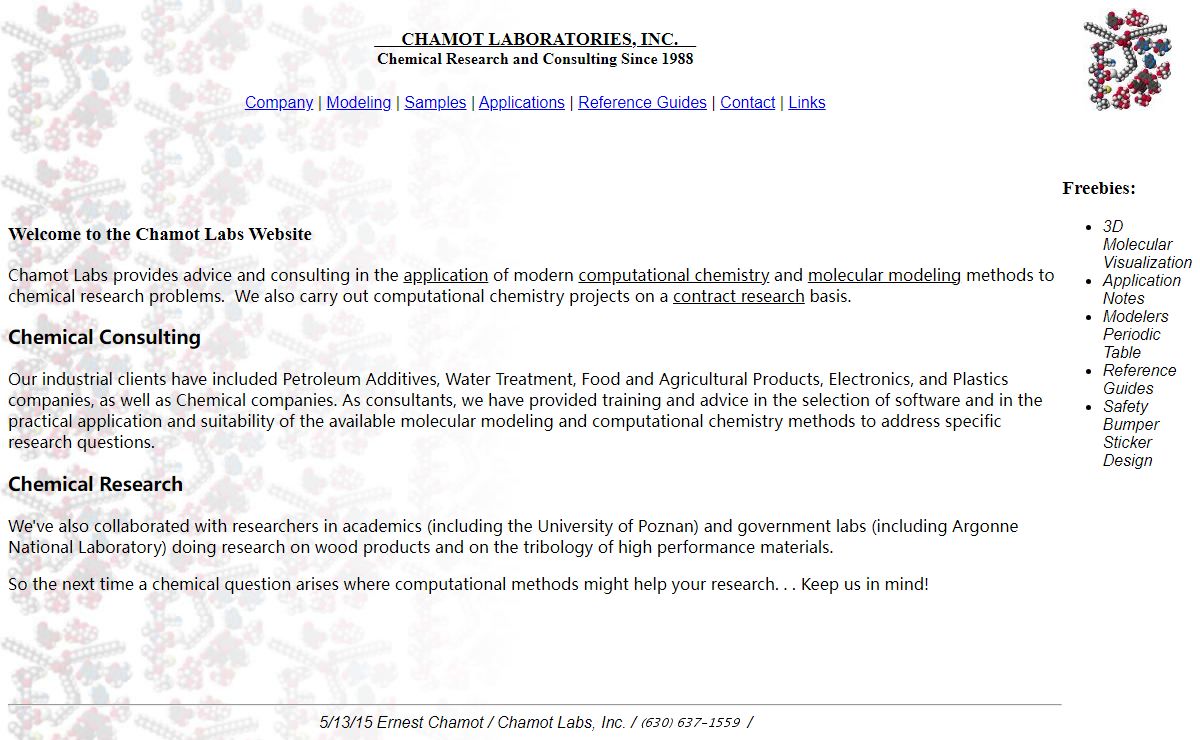 Chamot Labs: Consulting in the Application of Computational Chemistry