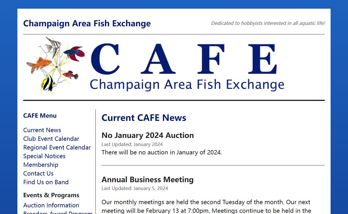 Current News - Champaign Area Fish Enthusiasts (CAFE)