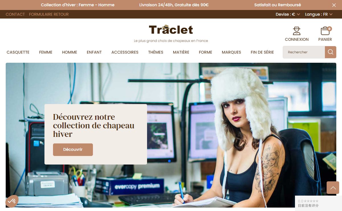 Chapeau, bonnet, casquette : Boutique en ligne, Chapelier