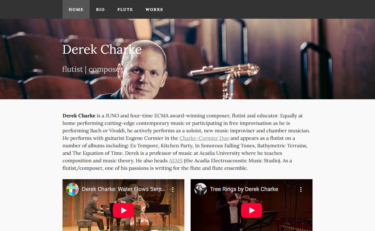 Derek Charke – Flutist and Composer / Flûtiste et Compositeur