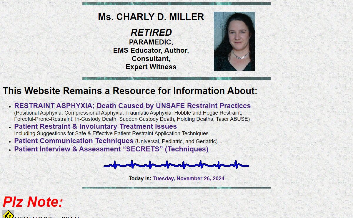 Charly D. Miller, Paramedic, Emergency Medicine Educator/Author, EMS Consultant, Expert Witness