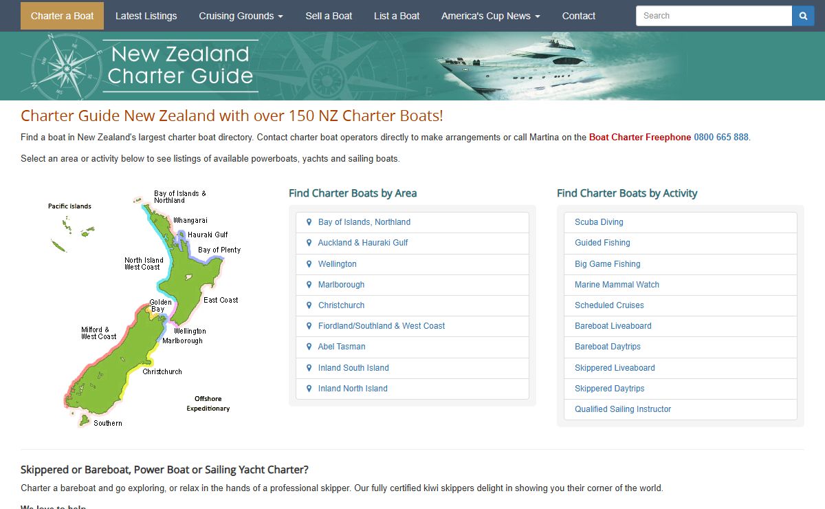 New Zealand Charter Guide, NZ's largest Boat & Yacht Charter Directory