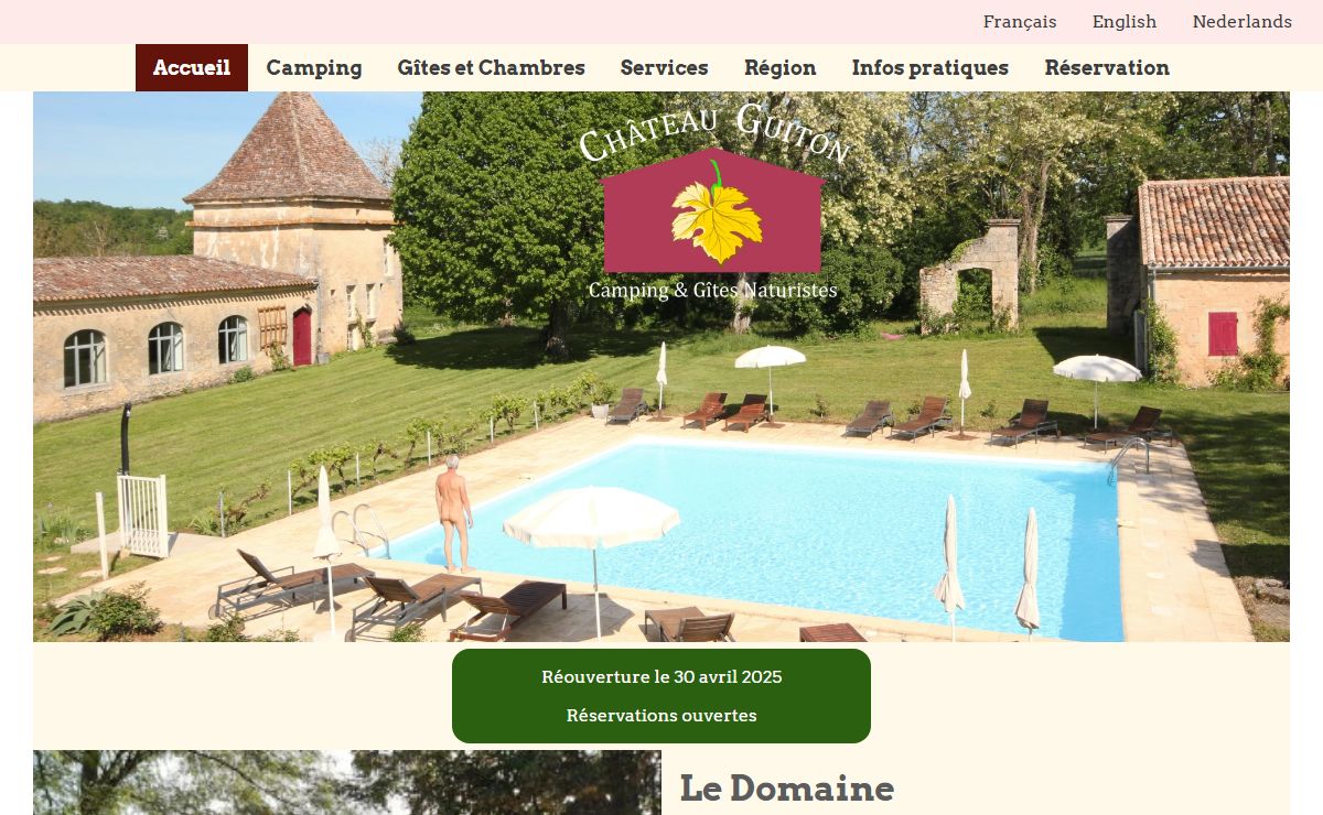 Château Guiton, Camping et Gîtes Naturistes