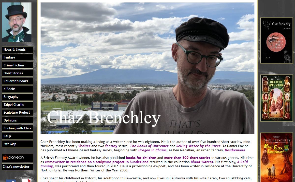 Chaz Brenchley, genre-crossing author of fantasy, crime and SF,