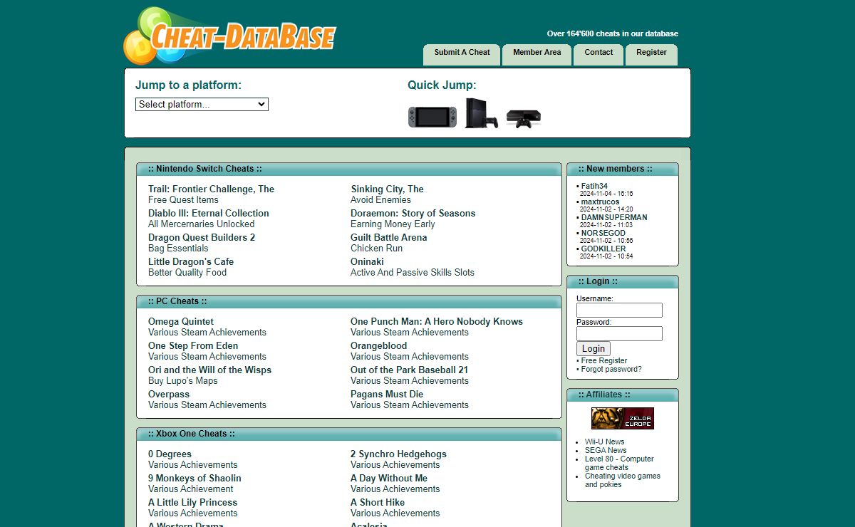 Cheats for PC- and Video Games - cheat-database.com